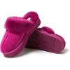 Fireside By Dearfoams Women’s Melton Platform Slippers, Genuine Shearling Memory Foam Slip-in House Shoes(Fuchsia Pink Platform)