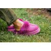 Fireside By Dearfoams Women’s Melton Platform Slippers, Genuine Shearling Memory Foam Slip-in House Shoes(Fuchsia Pink Platform)