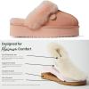 Fireside By Dearfoams Women’s Melton Platform Slippers, Genuine Shearling Memory Foam Slip-in House Shoes(Peach Dust Pavement)