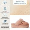 Fireside By Dearfoams Women’s Melton Platform Slippers, Genuine Shearling Memory Foam Slip-in House Shoes(Peach Dust Pavement)