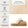 Fireside By Dearfoams Women’s Melton Platform Slippers, Genuine Shearling Memory Foam Slip-in House Shoes(Sand Platform)