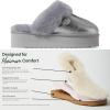 Fireside By Dearfoams Women’s Melton Platform Slippers, Genuine Shearling Memory Foam Slip-in House Shoes(Silver Platform)