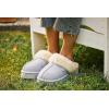 Fireside By Dearfoams Women’s Melton Platform Slippers, Genuine Shearling Memory Foam Slip-in House Shoes(Sleet Platform)
