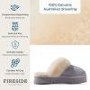 Fireside By Dearfoams Women’s Melton Platform Slippers, Genuine Shearling Memory Foam Slip-in House Shoes(Sleet Platform)