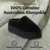 Fireside By Dearfoams Women’s Queenstown Shearling Slippers, Memory Foam Suede Clog, Indoor/Outdoor Slip-in House Shoes(Black Platform)