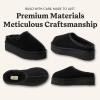 Fireside By Dearfoams Women’s Queenstown Shearling Slippers, Memory Foam Suede Clog, Indoor/Outdoor Slip-in House Shoes(Black Platform)