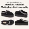 Fireside By Dearfoams Women’s Queenstown Shearling Slippers, Memory Foam Suede Clog, Indoor/Outdoor Slip-in House Shoes(Black Taping)