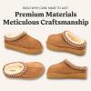 Fireside By Dearfoams Women’s Queenstown Shearling Slippers, Memory Foam Suede Clog, Indoor/Outdoor Slip-in House Shoes(Chestnut Taping)