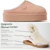 Fireside By Dearfoams Women’s Queenstown Shearling Slippers, Memory Foam Suede Clog, Indoor/Outdoor Slip-in House Shoes(Peach Dust Platform)