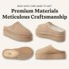 Fireside By Dearfoams Women’s Queenstown Shearling Slippers, Memory Foam Suede Clog, Indoor/Outdoor Slip-in House Shoes(Sand Platform)