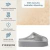 Fireside By Dearfoams Women’s Queenstown Shearling Slippers, Memory Foam Suede Clog, Indoor/Outdoor Slip-in House Shoes(Silver Platform)