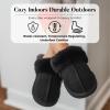 Fireside by Dearfoams Women’s Fireside Sydney Shearling Fur Indoor/Outdoor Scuff Slipper With Wide Widths(Black)