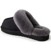 Fireside by Dearfoams Women’s Fireside Sydney Shearling Fur Indoor/Outdoor Scuff Slipper With Wide Widths(Black/Grey Fur)