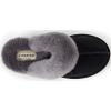 Fireside by Dearfoams Women’s Fireside Sydney Shearling Fur Indoor/Outdoor Scuff Slipper With Wide Widths(Black/Grey Fur)
