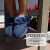 Fireside by Dearfoams Women’s Fireside Sydney Shearling Fur Indoor/Outdoor Scuff Slipper With Wide Widths(Navy)