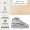 Fireside by Dearfoams womens Genuine Shearling Kingston Platform Mini Boot(Silver Platform)