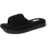 Dearfoams Men’s Adjustable Indoor/Outdoor Memory Foam Machine Washable Summer Slide Slipper(Black)