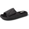Dearfoams Men’s Adjustable Indoor/Outdoor Memory Foam Machine Washable Summer Slide Slipper(Black (Marled Knit))