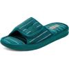Dearfoams Men’s Adjustable Indoor/Outdoor Memory Foam Machine Washable Summer Slide Slipper(Green Stripe)