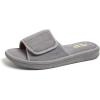 Dearfoams Men’s Adjustable Indoor/Outdoor Memory Foam Machine Washable Summer Slide Slipper(Medium Grey)
