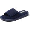 Dearfoams Men’s Adjustable Indoor/Outdoor Memory Foam Machine Washable Summer Slide Slipper(Navy)