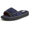 Dearfoams Men’s Adjustable Indoor/Outdoor Memory Foam Machine Washable Summer Slide Slipper(Navy Blazer (Quilted))