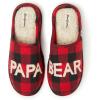 Dearfoams Men’s Gifts for Men Matching Christmas Papa Bear Slipper(Buffalo Plaid)