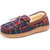 Dearfoams Mens Indoor Outdoor Breathable Pierce Moccasin(Blue Plaid)