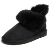 Dearfoams Women’s Fireside Shearling Water Resistant Indoor/Outdoor Foldover Boot Slipper(Black)