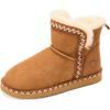 Dearfoams Women’s Fireside Shearling Water Resistant Indoor/Outdoor Foldover Boot Slipper(Chestnut Taping)