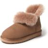 Dearfoams Women’s Fireside Shearling Water Resistant Indoor/Outdoor Foldover Boot Slipper(Driftwood)