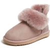 Dearfoams Women’s Fireside Shearling Water Resistant Indoor/Outdoor Foldover Boot Slipper(Dusty Pink)