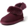 Dearfoams Women’s Fireside Shearling Water Resistant Indoor/Outdoor Foldover Boot Slipper(Fig)