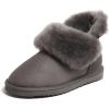 Dearfoams Women’s Fireside Shearling Water Resistant Indoor/Outdoor Foldover Boot Slipper(Grey)