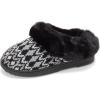 Dearfoams Women’s Memory Foam Cozy Soft House Slippers Gifts for Women Hannah Knit Clog House Shoes(Black Fairisle)
