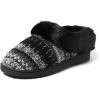 Dearfoams Women’s Memory Foam Cozy Soft House Slippers Gifts for Women Hannah Knit Clog House Shoes(Black/White)