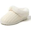 Dearfoams Women’s Memory Foam Cozy Soft House Slippers Gifts for Women Hannah Knit Clog House Shoes(Cream)