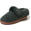 Dearfoams Women’s Memory Foam Cozy Soft House Slippers Gifts for Women Hannah Knit Clog House Shoes(Forest)