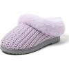 Dearfoams Women’s Memory Foam Cozy Soft House Slippers Gifts for Women Hannah Knit Clog House Shoes(Light Purple)