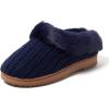 Dearfoams Women’s Memory Foam Cozy Soft House Slippers Gifts for Women Hannah Knit Clog House Shoes(Peacoat Solid)