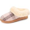 Dearfoams Women’s Memory Foam Cozy Soft House Slippers Gifts for Women Hannah Knit Clog House Shoes(Pink Plaid)