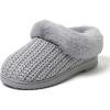 Dearfoams Women’s Memory Foam Cozy Soft House Slippers Gifts for Women Hannah Knit Clog House Shoes(Sleet Solid)