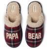 Dearfoams mens Matching Family Holiday Papa Bear Sherpa Lined Moc Toe With Embroidery Slipper(Peacoat)