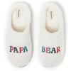 Dearfoams mens Matching Family Holiday Papa Bear Sherpa Lined Moc Toe With Embroidery Slipper(White)