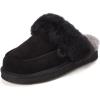 Dearfoams womens Melville Genuine Shearling Scuff(Black)