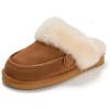 Dearfoams womens Melville Genuine Shearling Scuff(Chestnut)