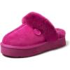Fireside By Dearfoams Women’s Melton Platform Slippers, Genuine Shearling Memory Foam Slip-in House Shoes(Fuchsia Pink Platform)