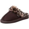 Fireside by Dearfoams Women’s Fireside Sydney Shearling Fur Indoor/Outdoor Scuff Slipper With Wide Widths(Brown Leopard)