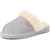 Fireside by Dearfoams Women’s Fireside Sydney Shearling Fur Indoor/Outdoor Scuff Slipper With Wide Widths(Sleet)