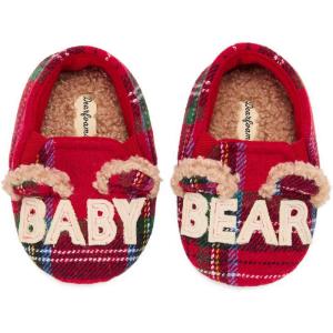 Dearfoams Baby & Kids’ Bear Matching Family Slipper Christmas Gifts(Red Tartan Plaid)